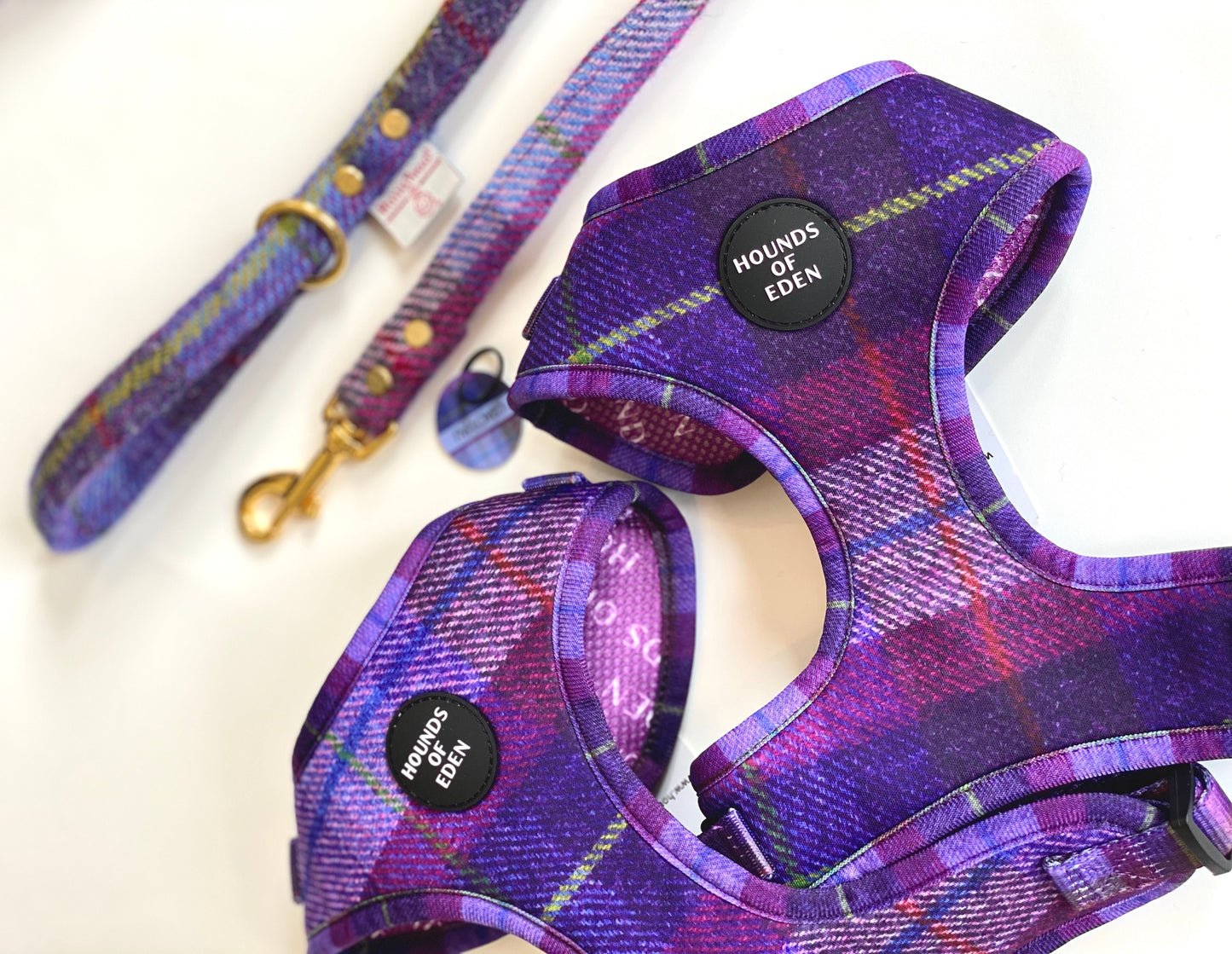 'Molly' - Pink & Purple Check Dog Harness