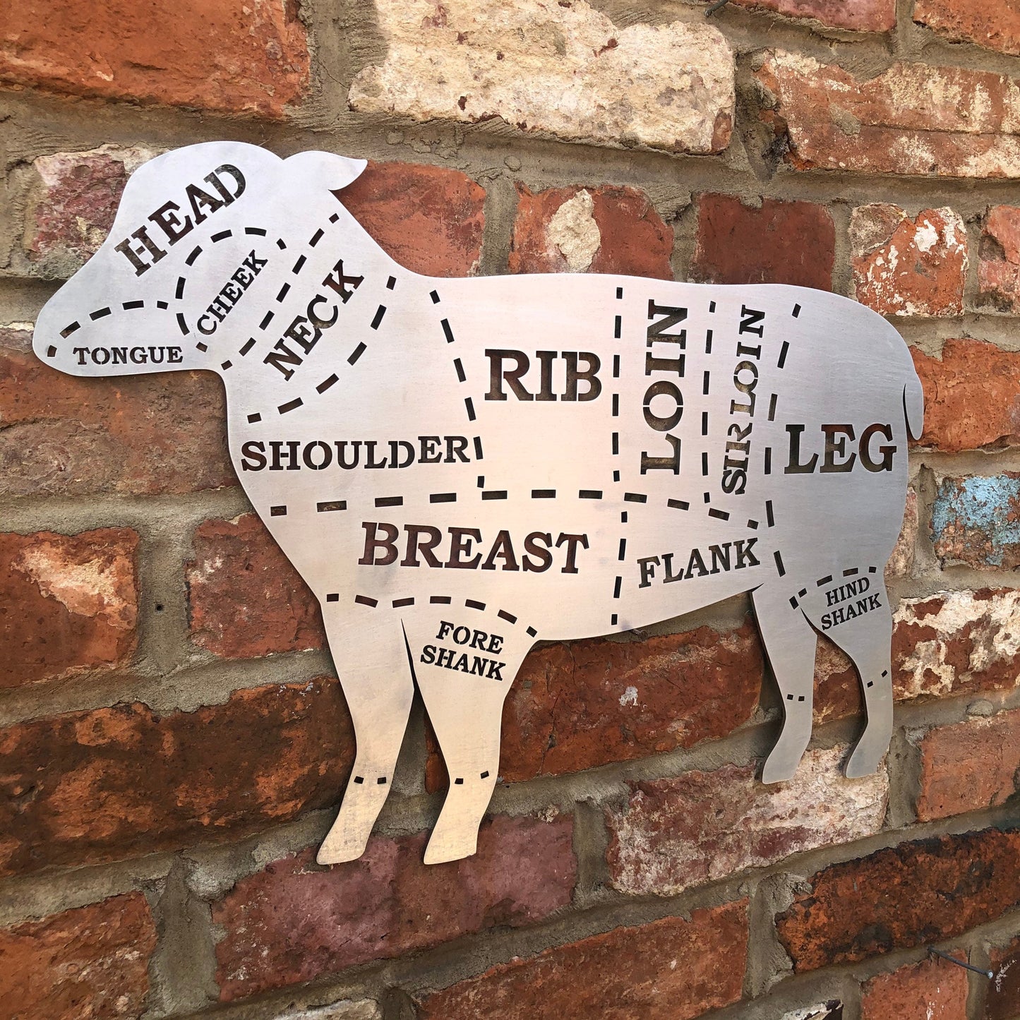 Galvanized Steel Butchers Lamb Wall Decoration.