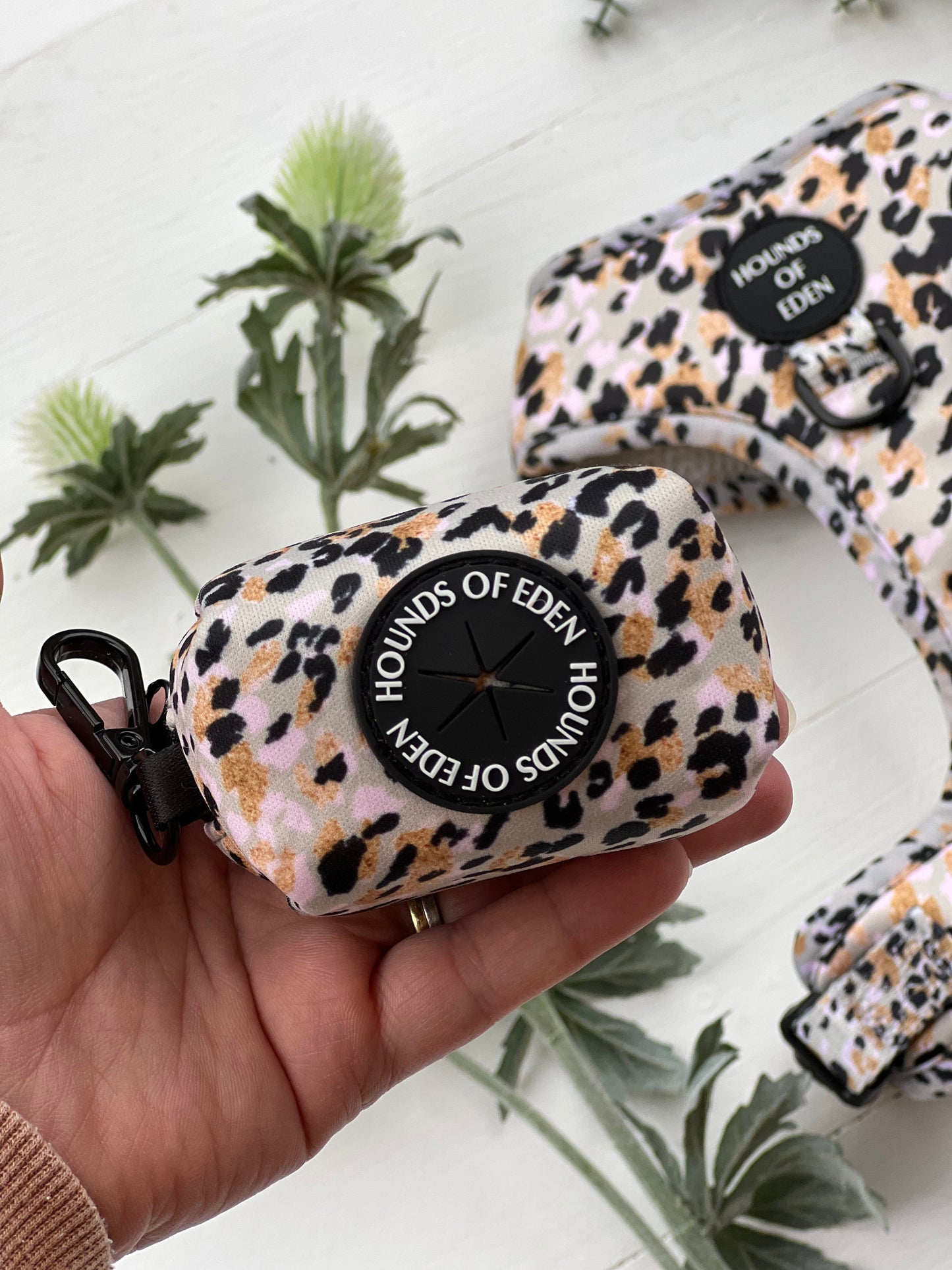 Sage Leopard Design Poop Bag Holder