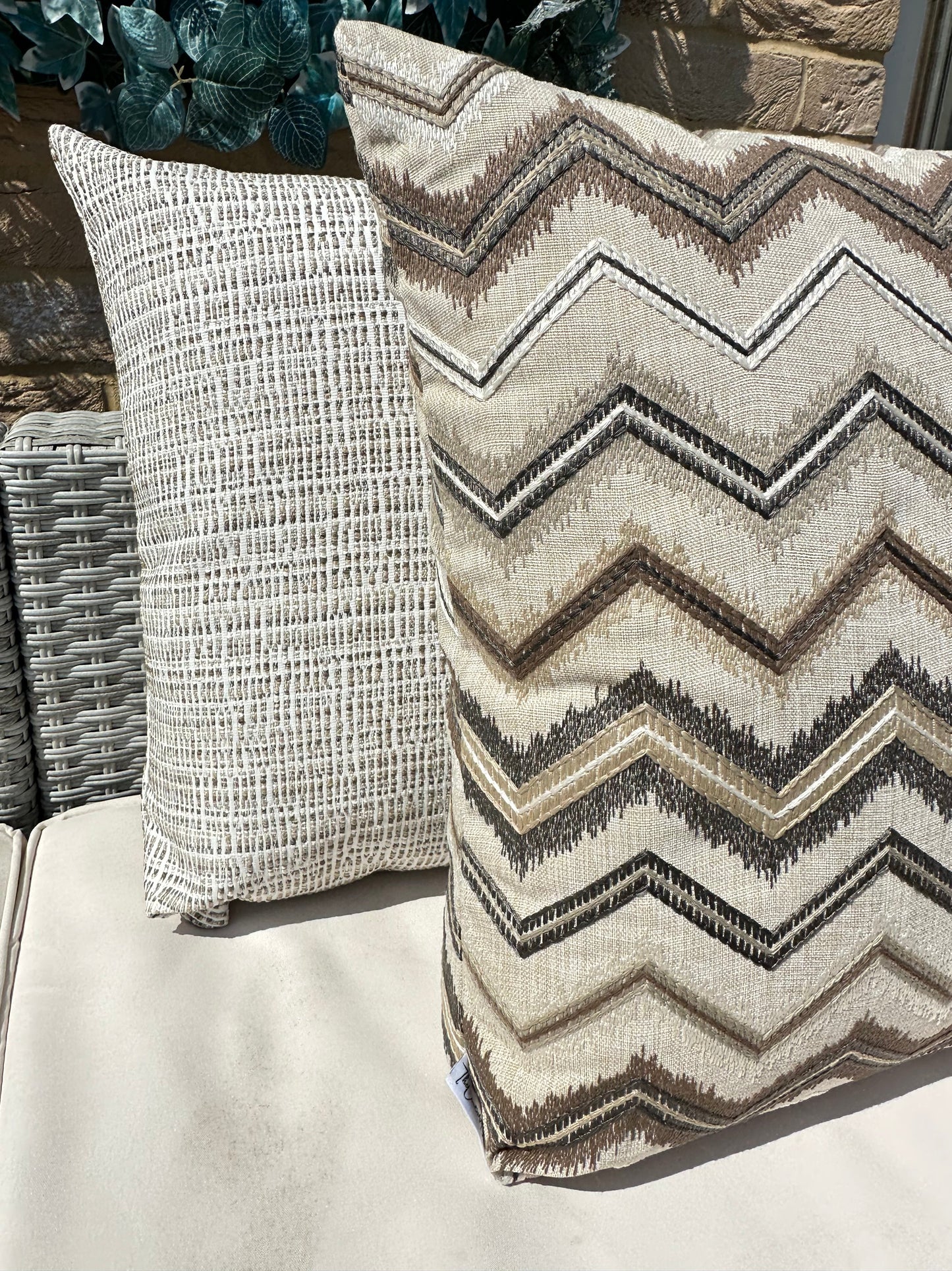 The Couture Cushion - The Outdoor Beige Jacquard - Style No. 146