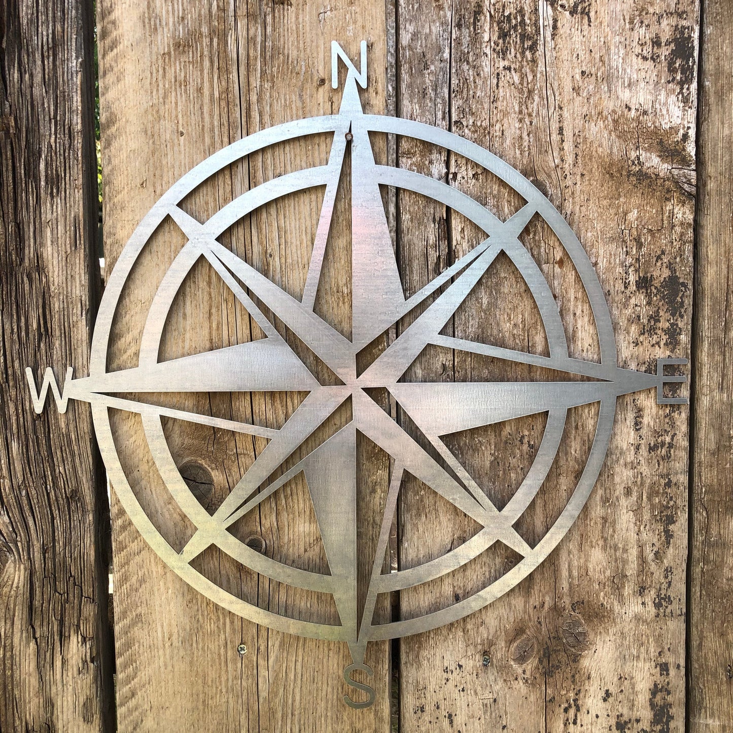 Galvanized Steel Compass Wall Decoration