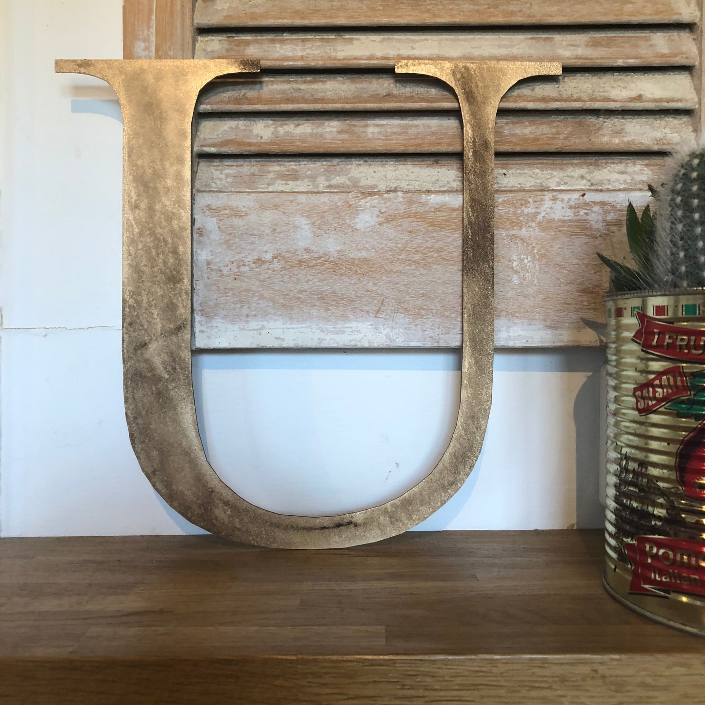 Distressed Gold 5" or 12" Classic Metal Letters, A-Z, 0-9