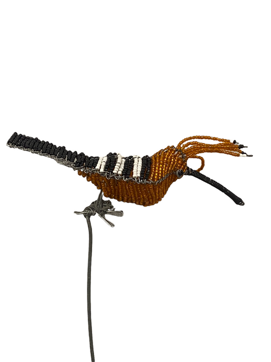 African Beaded Wire Metal Garden Birds - Orange (17.5)