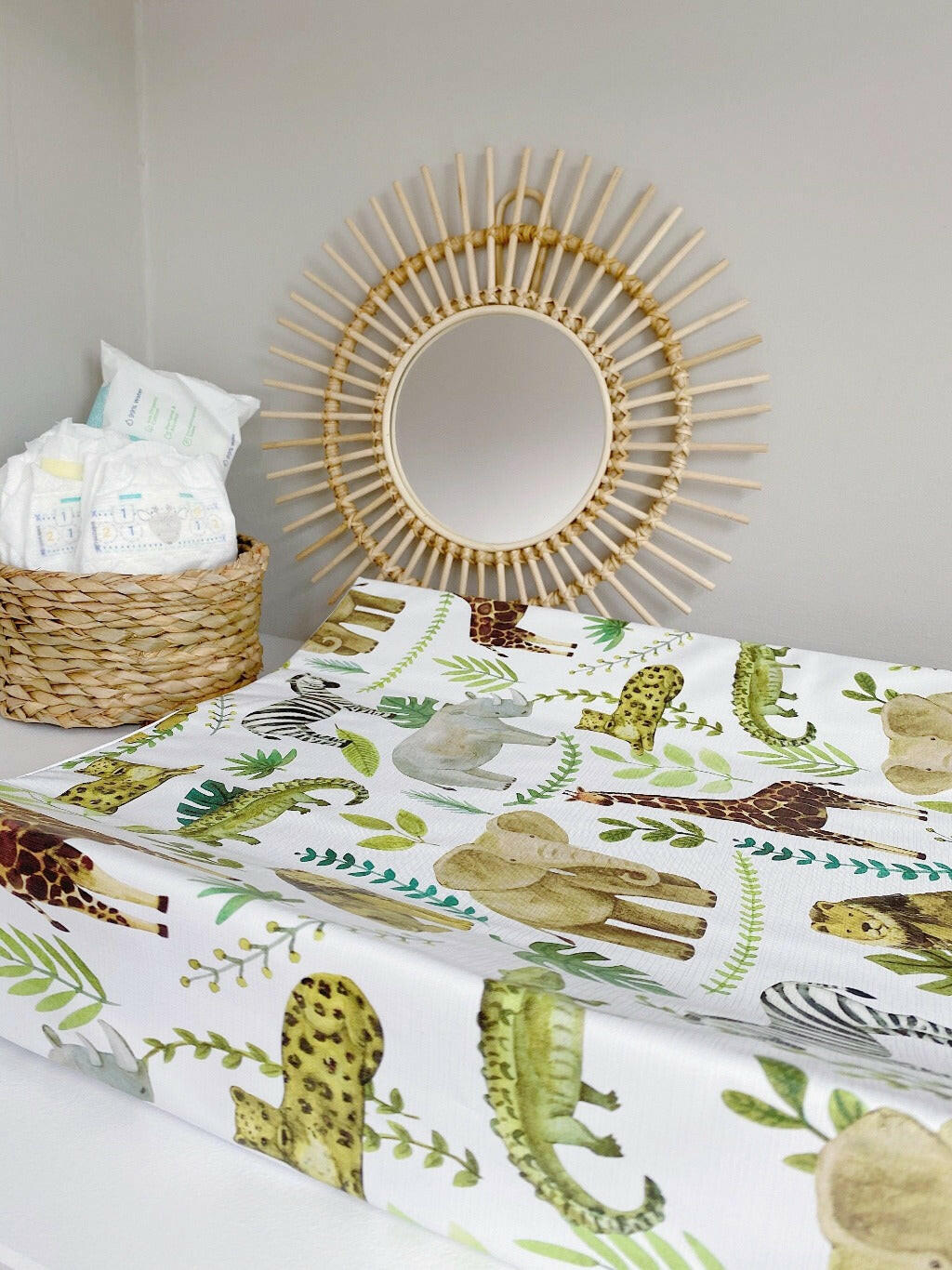 Anti-Roll Wedge Changing Mat - Safari Animals Print