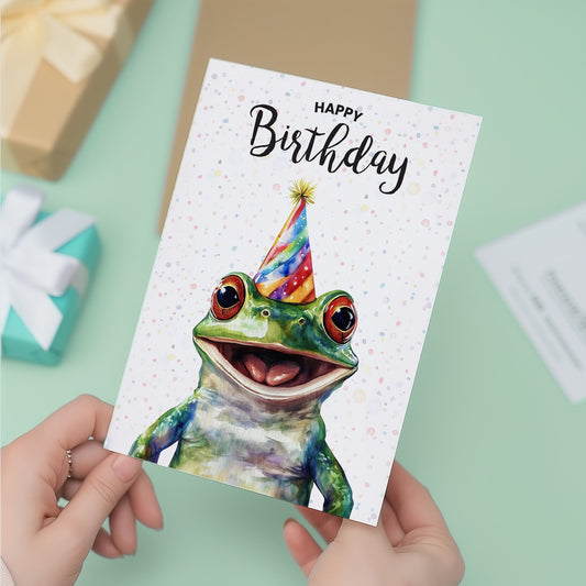 Birthday Card For Him or Her Of A Frog Illustration For Him or Her Birthday Gift