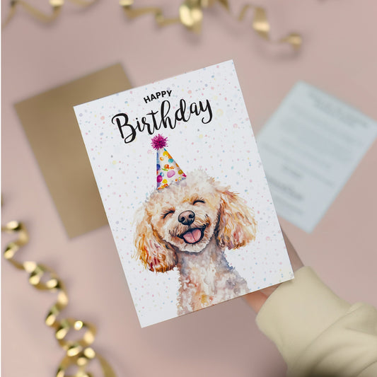 Birthday Card For Him or Her Of A Poodle Dog Illustration For Him or Her Birthday Gift