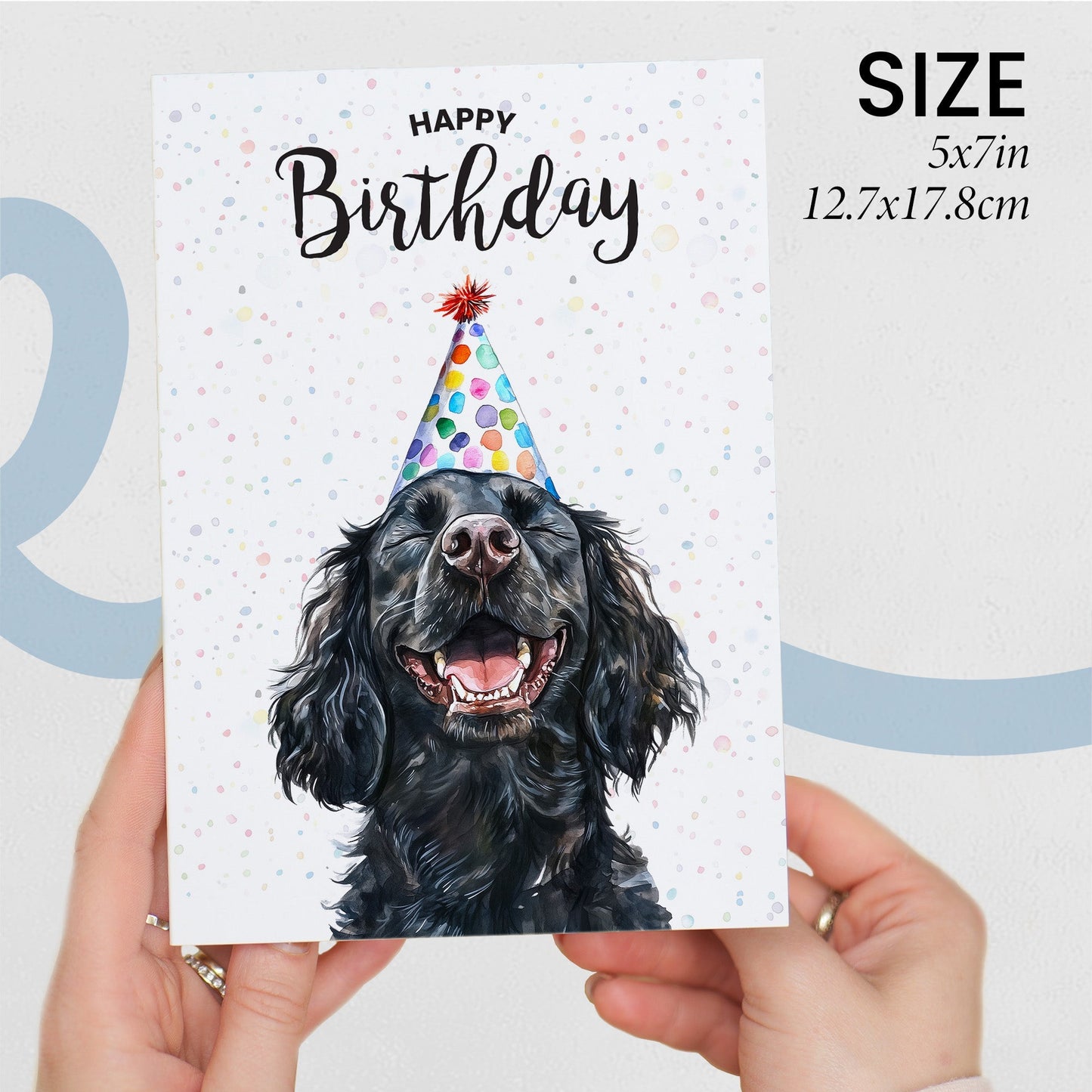Birthday Card For Him or Her Of A Cocker Spaniel Dog Illustration For Him or Her Birthday Gift