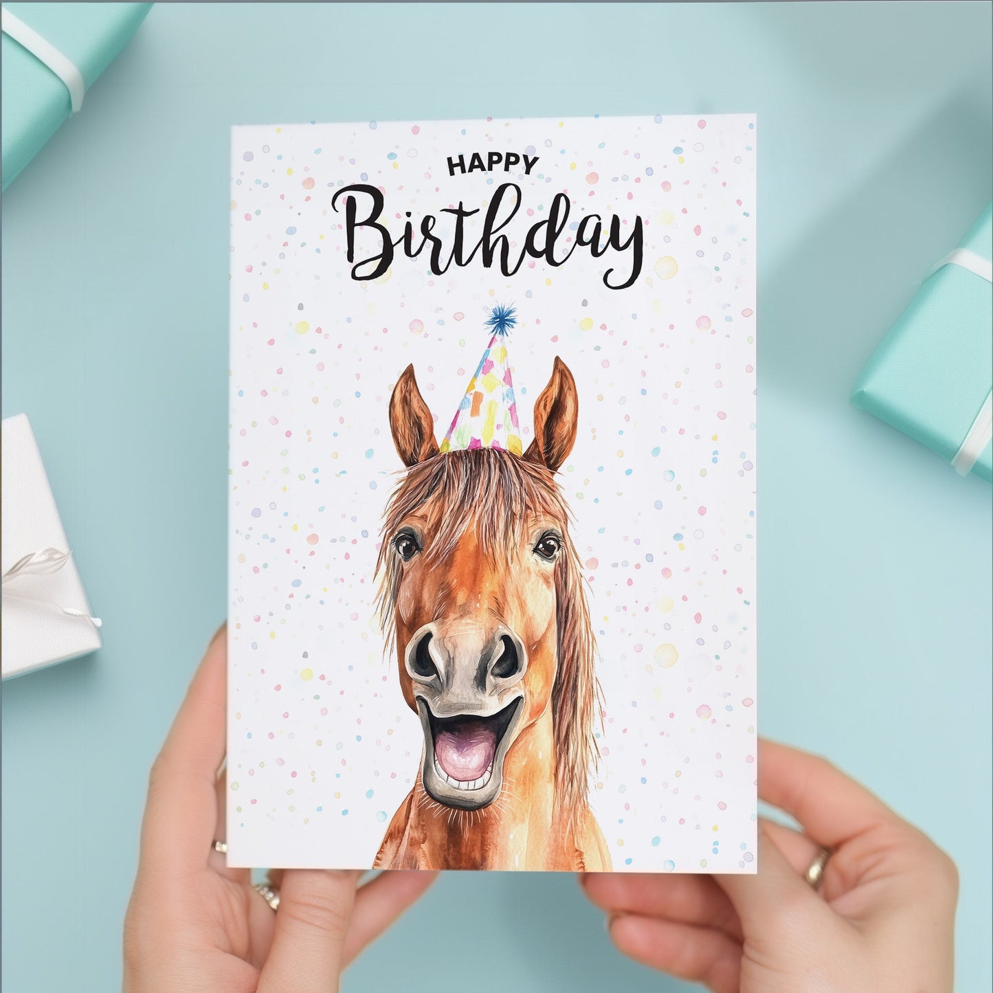 Birthday Card For Him or Her Of A Horse Illustration For Him or Her Birthday Gift