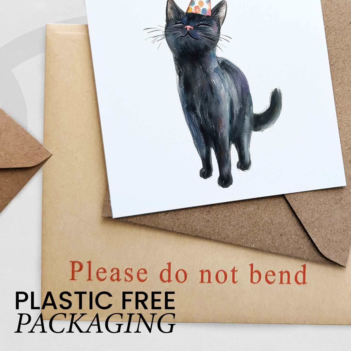 Black Cat Birthday Card – Cute Cat Lover Card with Party Hat – Purr-fect Birthday Greeting Card for Cat Owners