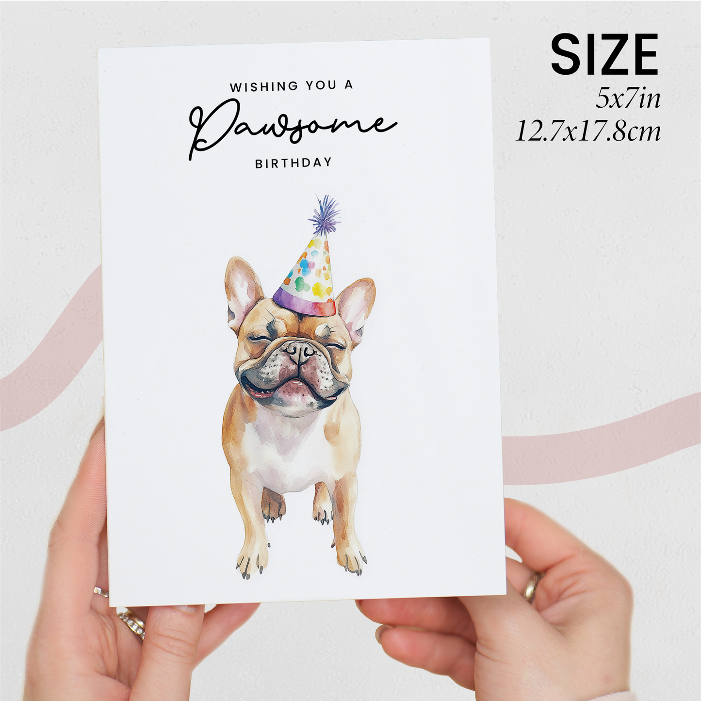 French Bulldog Birthday Card – Cute Dog Lover Card with Party Hat – Pawsome Birthday Greeting Card for Dog Owners