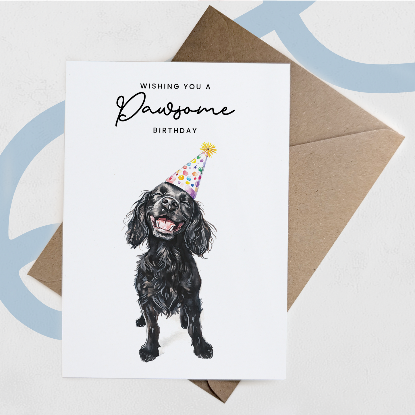 Cocker Spaniel Birthday Card – Cute Dog Lover Card with Party Hat – Pawsome Birthday Greeting Card for Dog Owners