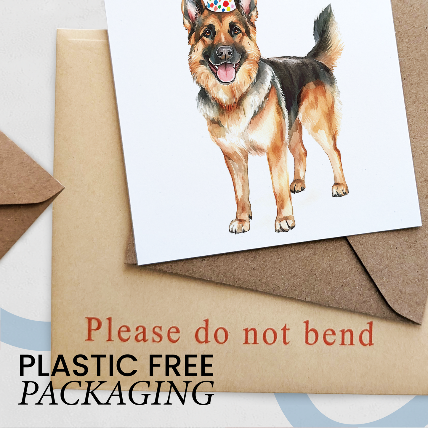 German Shepherd Birthday Card – Cute Dog Lover Card with Party Hat – Pawsome Birthday Greeting Card for Dog Owners