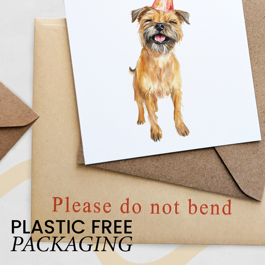 Border Terrier Birthday Card – Cute Dog Lover Card with Party Hat – Pawsome Birthday Greeting Card for Dog Owners