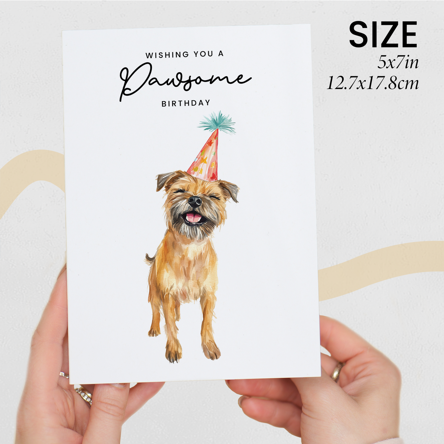 Border Terrier Birthday Card – Cute Dog Lover Card with Party Hat – Pawsome Birthday Greeting Card for Dog Owners