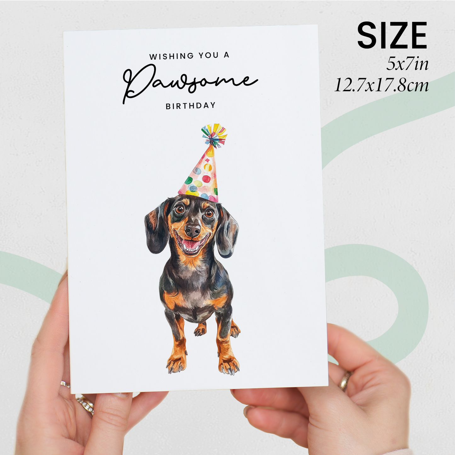 Dachshund Birthday Card – Sausage Dog Lover Card with Party Hat – Pawsome Birthday Greeting Card for Dog Owners