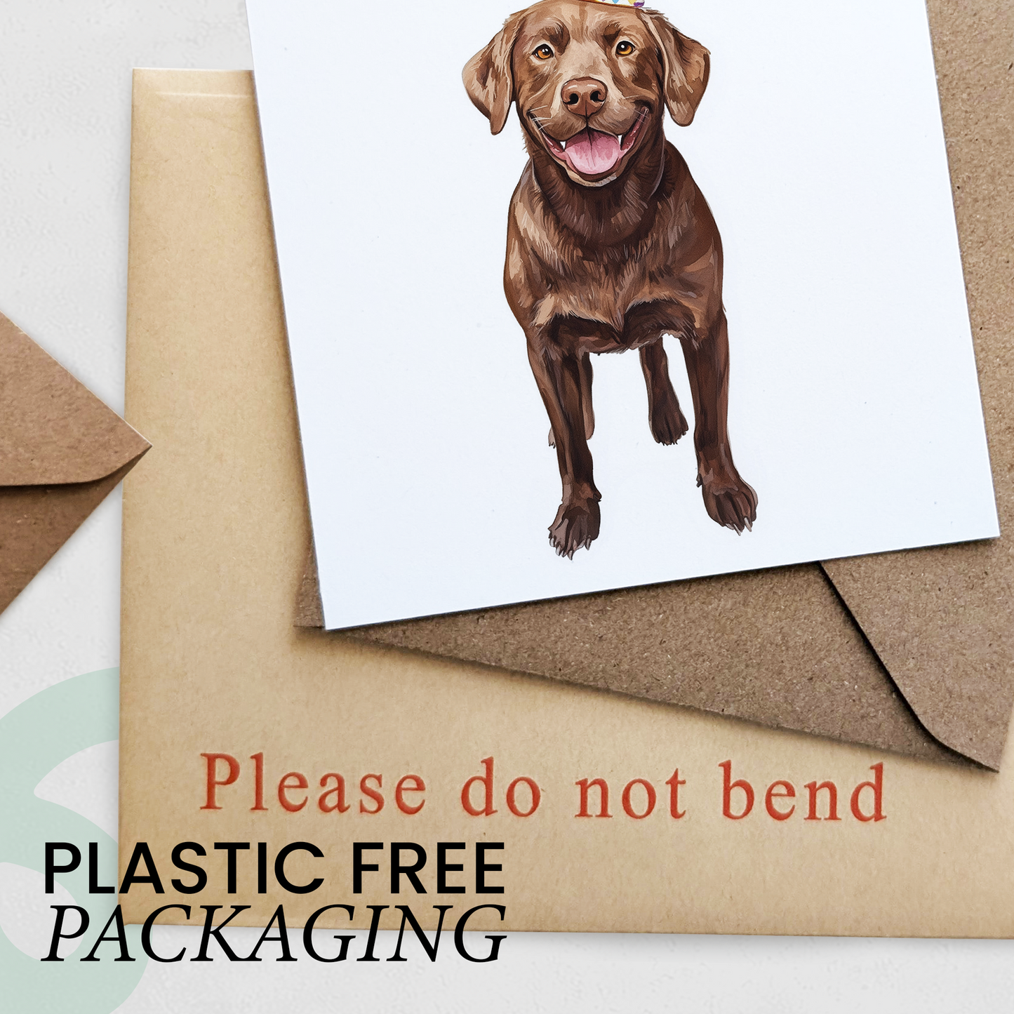 Chocolate Labrador Birthday Card – Cute Dog Lover Card with Party Hat – Pawsome Birthday Greeting Card for Dog Owners