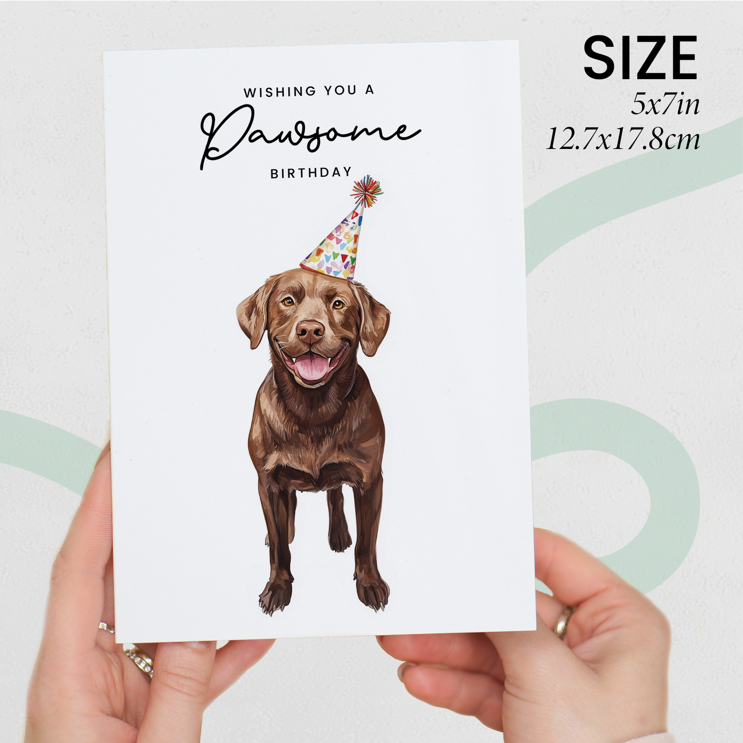 Chocolate Labrador Birthday Card – Cute Dog Lover Card with Party Hat – Pawsome Birthday Greeting Card for Dog Owners