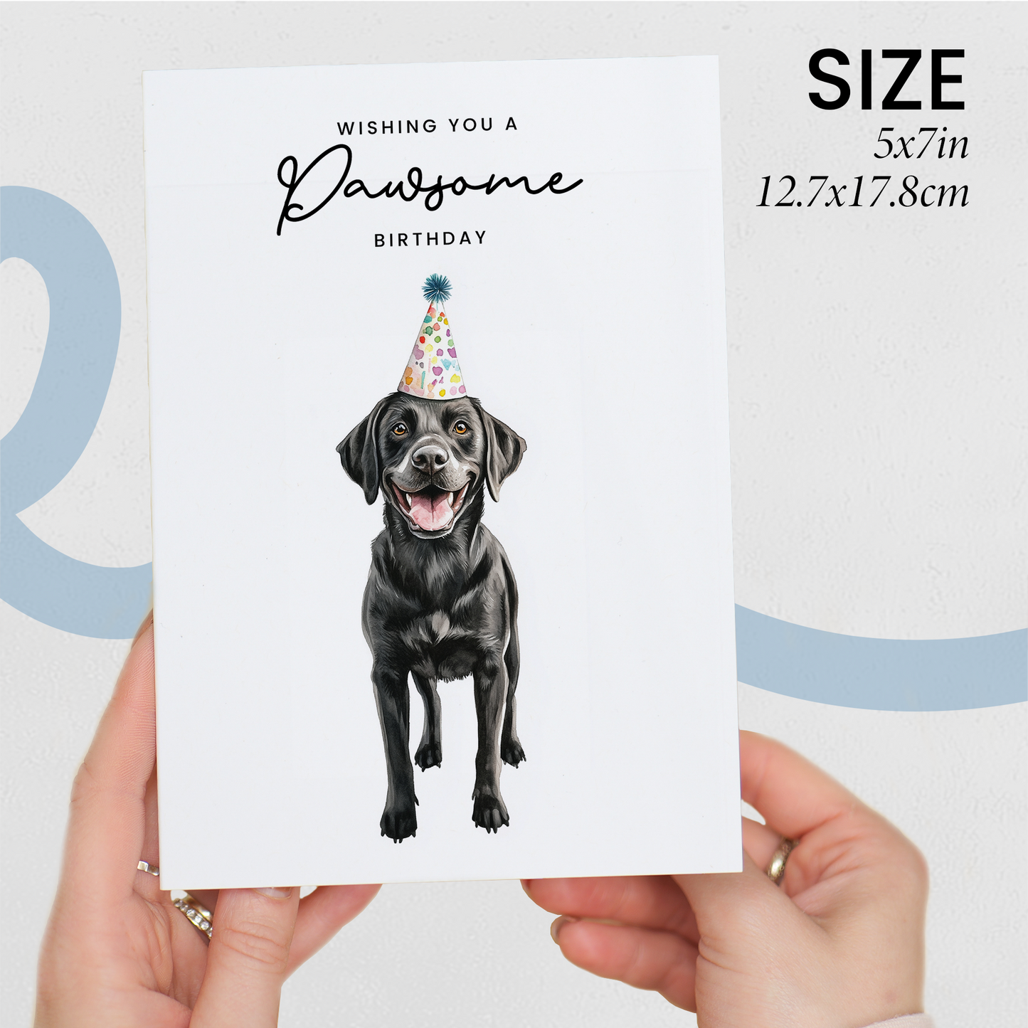 Black Labrador Birthday Card – Cute Dog Lover Card with Party Hat – Pawsome Birthday Greeting Card for Dog Owners