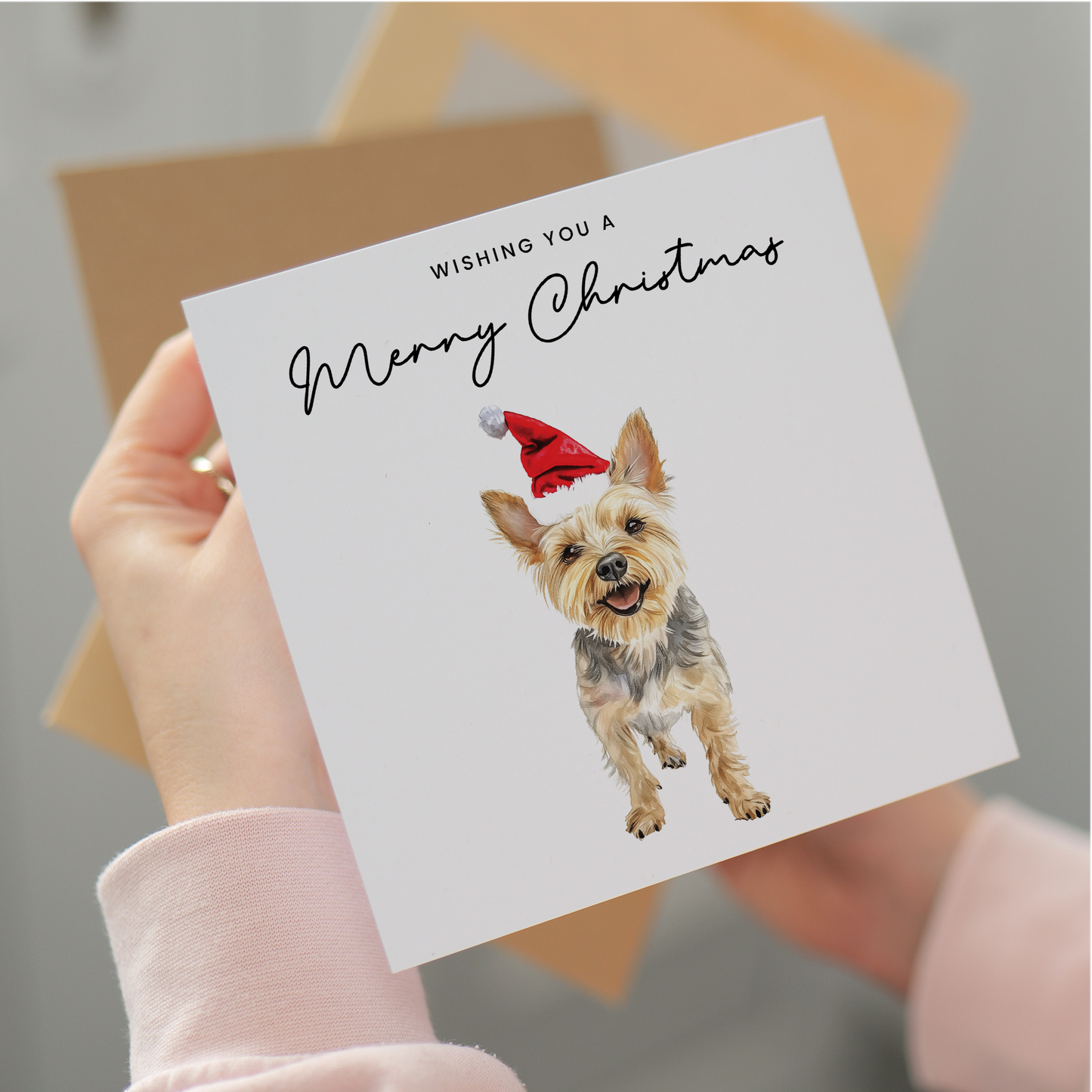 Yorkshire Terrier Dog Christmas Card – Cute Dog Lover Christmas Card – Eco Friendly “Merry Christmas” Card – Yorkshire Terrier Holiday Card