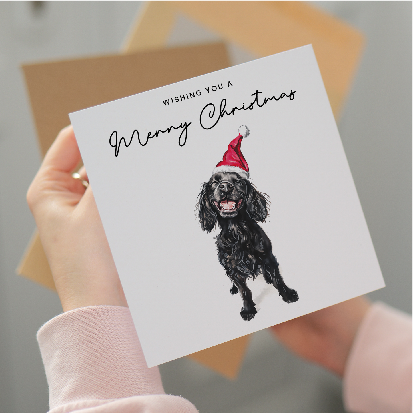 Cocker Spaniel Dog Christmas Card – Cute Dog Lover Christmas Card – Eco Friendly “Merry Christmas” Card – Cocker Spaniel Holiday Card