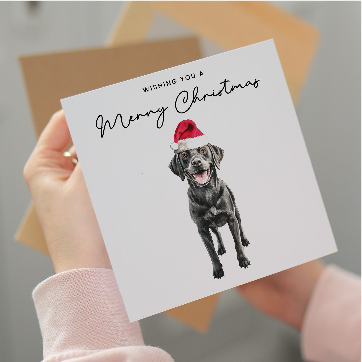 Black Labrador Dog Christmas Card – Cute Dog Lover Christmas Card – Eco Friendly “Merry Christmas” Card – Black Labrador Holiday Card