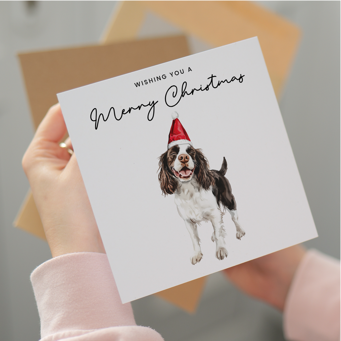 Springer Spaniel Dog Christmas Card – Cute Dog Lover Christmas Card – Eco Friendly “Merry Christmas” Card – Springer Spaniel Holiday Card