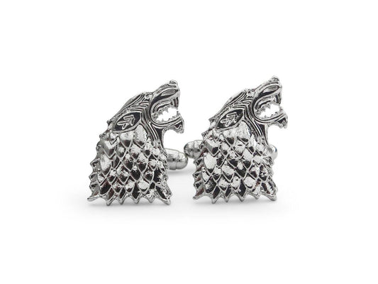 silver howling wolf cufflinks