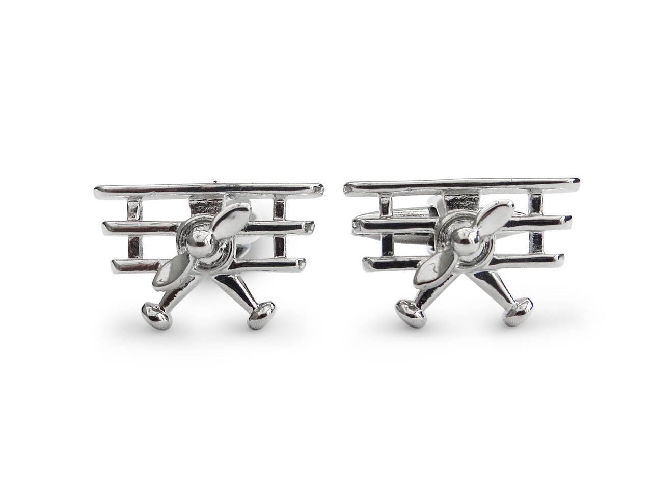 silver aeroplane cufflinks