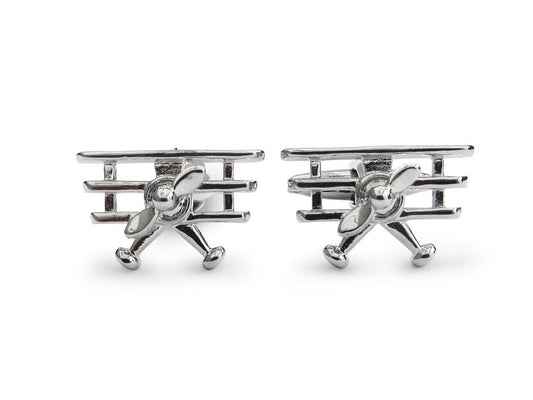 silver aeroplane cufflinks