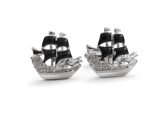 silver ship cufflinks