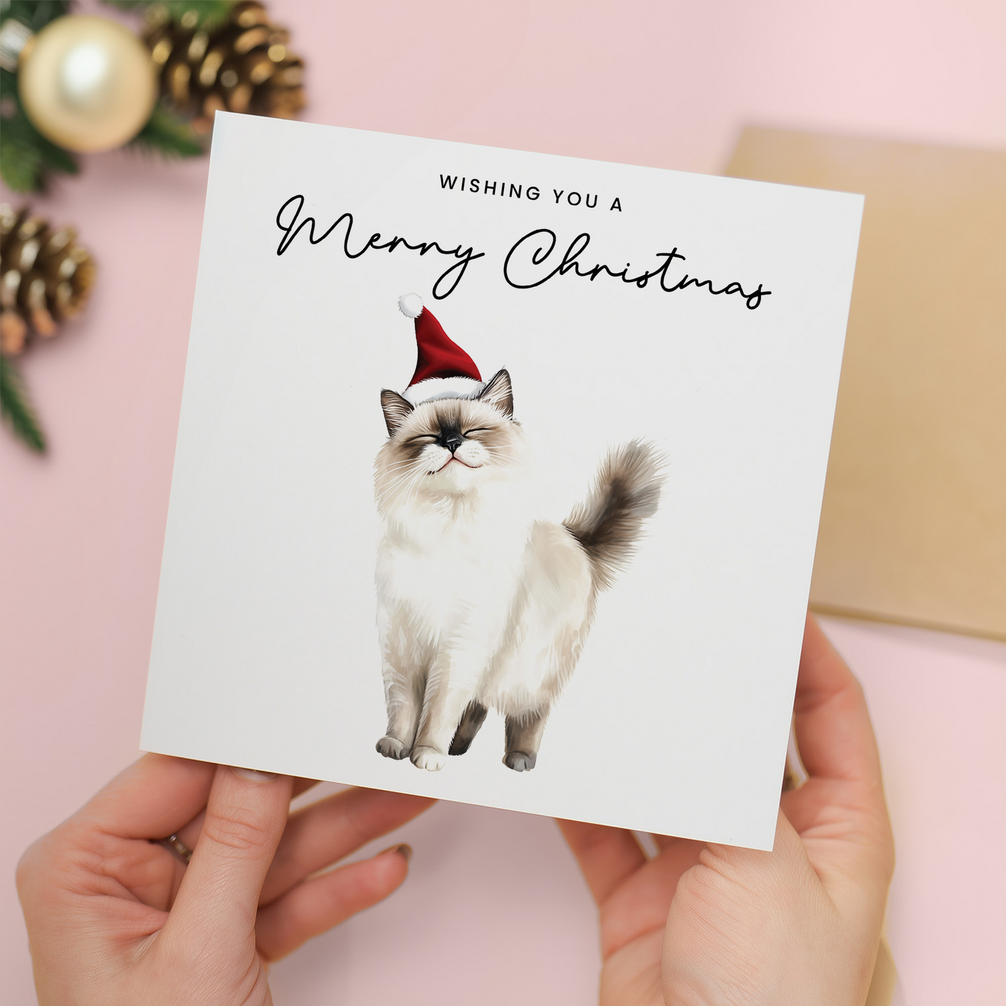 Ragdoll Cat Christmas Card – Cute Cat Lover Christmas Card – Eco Friendly “Merry Christmas” Card – Ragdoll Kitten Holiday Card