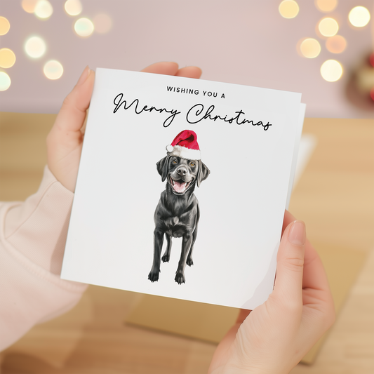Black Labrador Dog Christmas Card – Cute Dog Lover Christmas Card – Eco Friendly “Merry Christmas” Card – Black Labrador Holiday Card