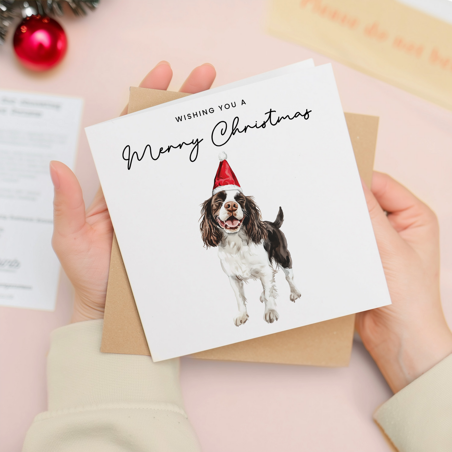 Springer Spaniel Dog Christmas Card – Cute Dog Lover Christmas Card – Eco Friendly “Merry Christmas” Card – Springer Spaniel Holiday Card