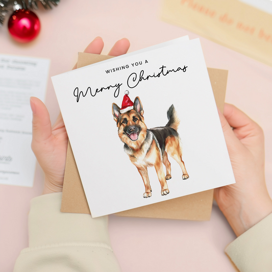 German Shepherd Dog Christmas Card – Cute Dog Lover Christmas Card – Eco Friendly “Merry Christmas” Card – German Shepherd Holiday Card