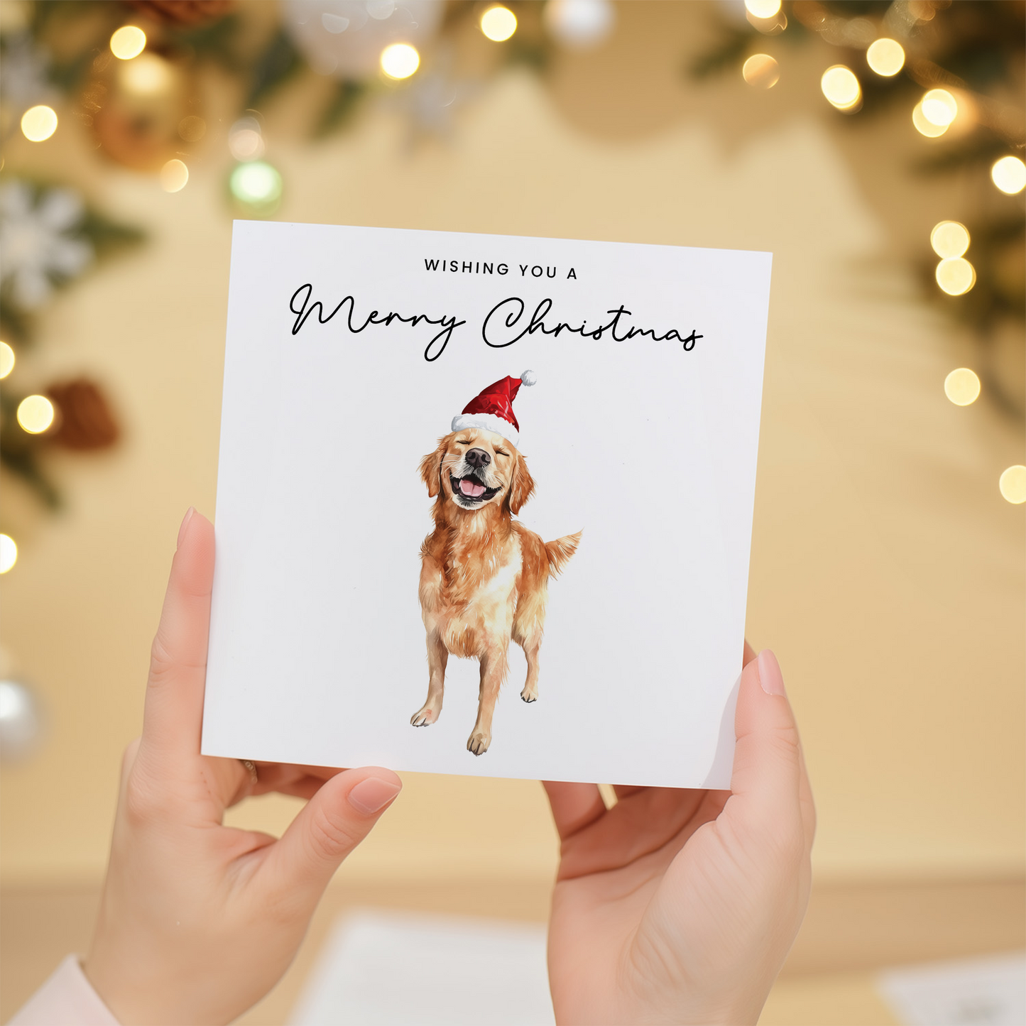 Golden Retriever Dog Christmas Card – Cute Dog Lover Christmas Card – Eco Friendly “Merry Christmas” Card – Golden Retriever Holiday Card