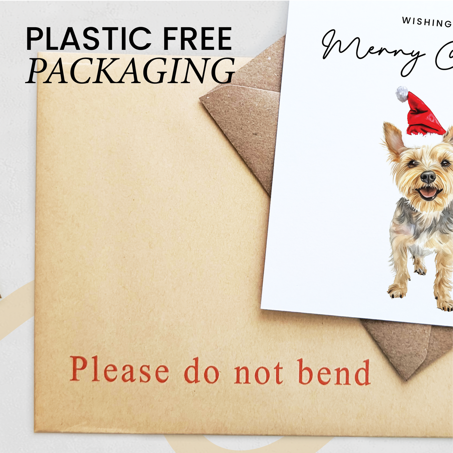 Yorkshire Terrier Dog Christmas Card – Cute Dog Lover Christmas Card – Eco Friendly “Merry Christmas” Card – Yorkshire Terrier Holiday Card