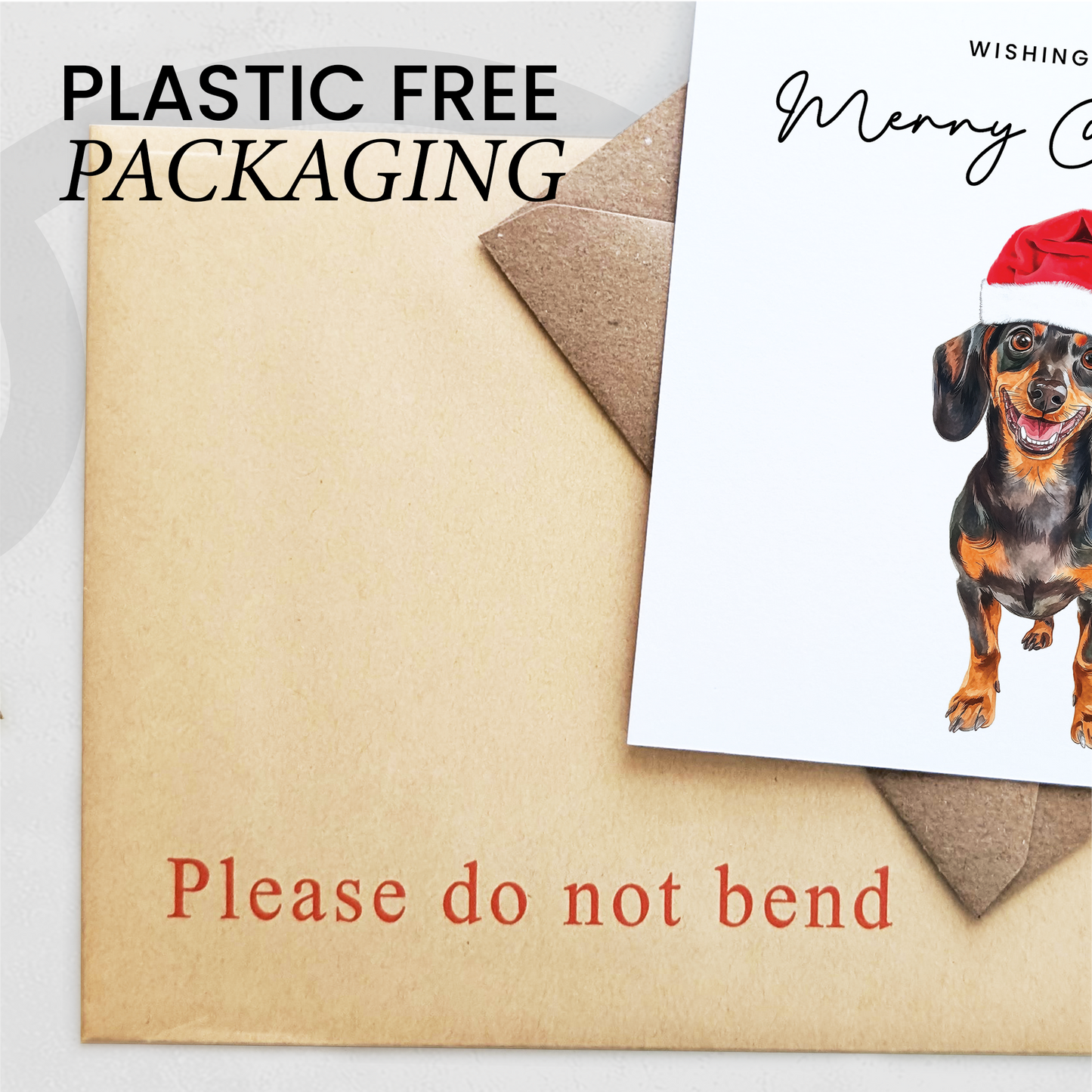 Dachshund Dog Christmas Card – Cute Dog Lover Christmas Card – Eco Friendly “Merry Christmas” Card – Dachshund Holiday Card