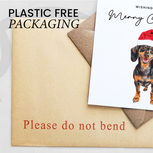 Dachshund Dog Christmas Card – Cute Dog Lover Christmas Card – Eco Friendly “Merry Christmas” Card – Dachshund Holiday Card