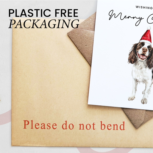 Springer Spaniel Dog Christmas Card – Cute Dog Lover Christmas Card – Eco Friendly “Merry Christmas” Card – Springer Spaniel Holiday Card