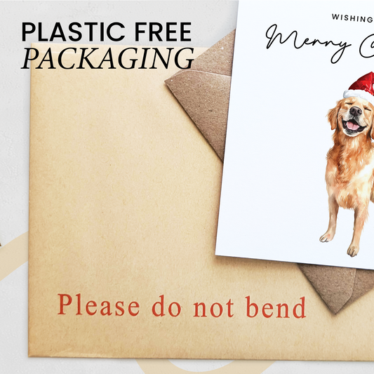 Golden Retriever Dog Christmas Card – Cute Dog Lover Christmas Card – Eco Friendly “Merry Christmas” Card – Golden Retriever Holiday Card