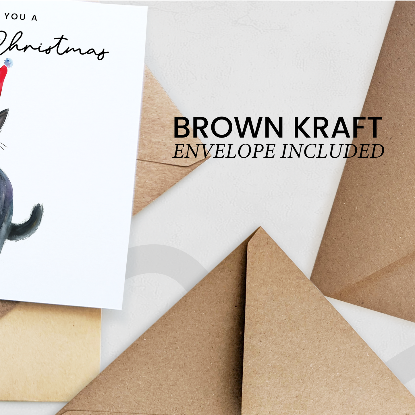 Black Cat Christmas Card – Cute Cat Lover Christmas Card – Eco Friendly “Merry Christmas” Card – Black Kitten Holiday Card