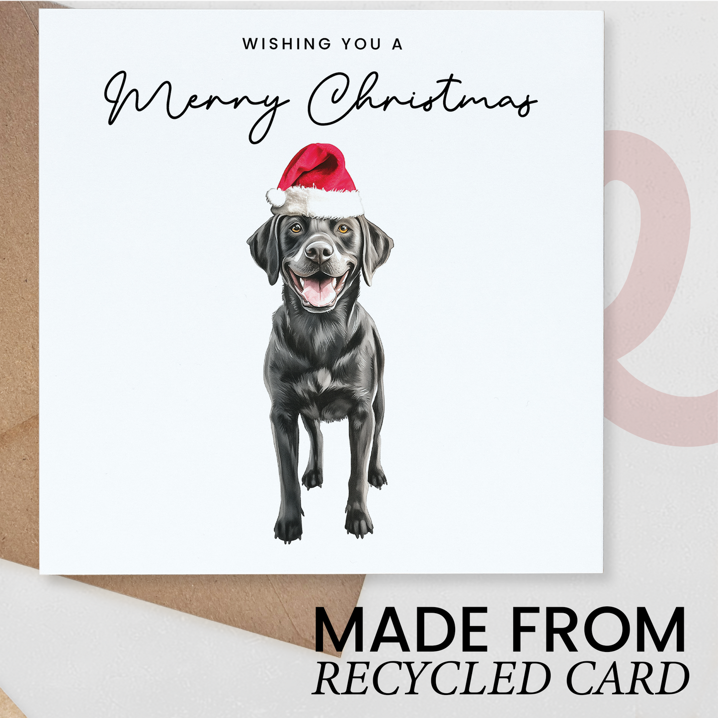 Black Labrador Dog Christmas Card – Cute Dog Lover Christmas Card – Eco Friendly “Merry Christmas” Card – Black Labrador Holiday Card