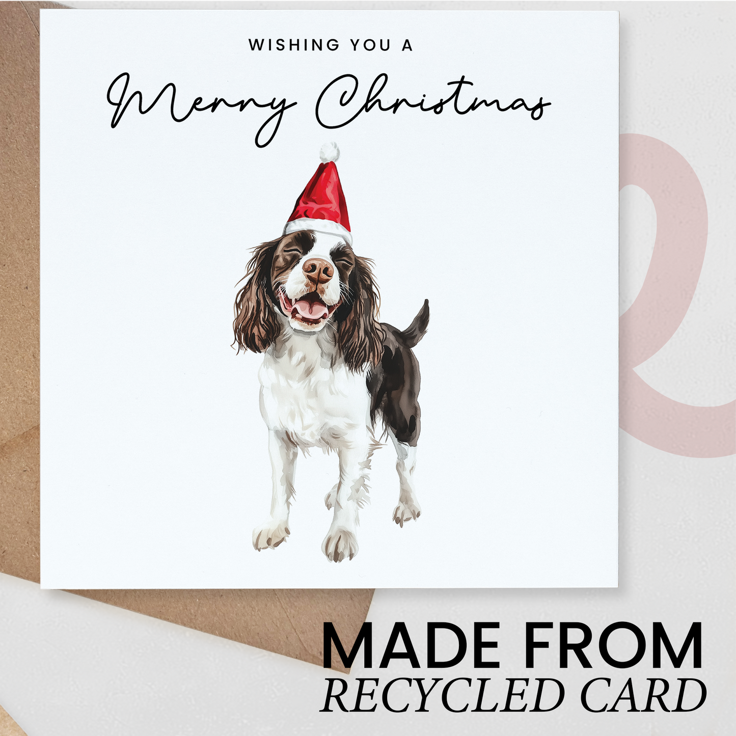 Springer Spaniel Dog Christmas Card – Cute Dog Lover Christmas Card – Eco Friendly “Merry Christmas” Card – Springer Spaniel Holiday Card