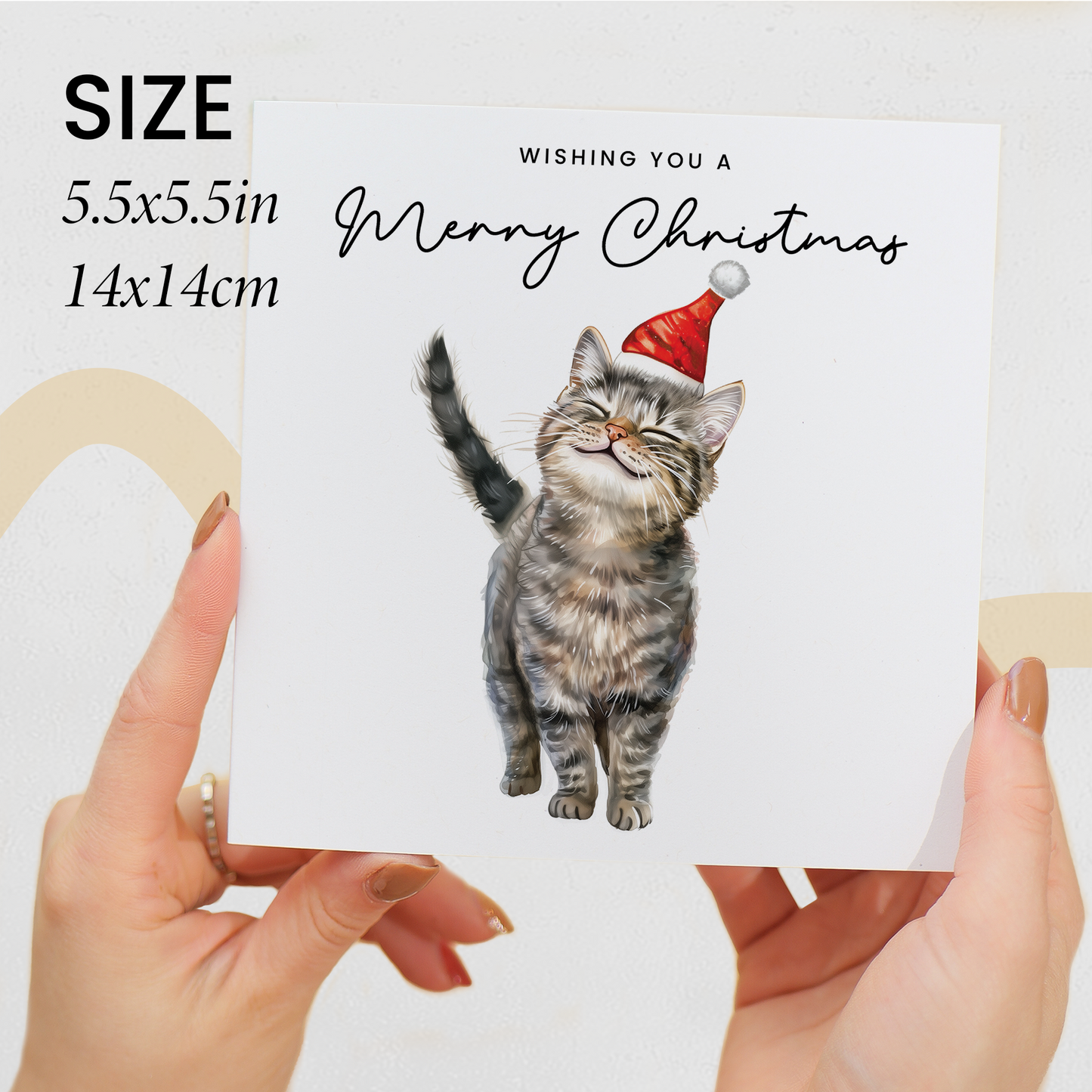 Cat Christmas Card – Cute Tabby Cat Lover Card – Eco Friendly “Merry Christmas” Card – Funny Pet Holiday Card