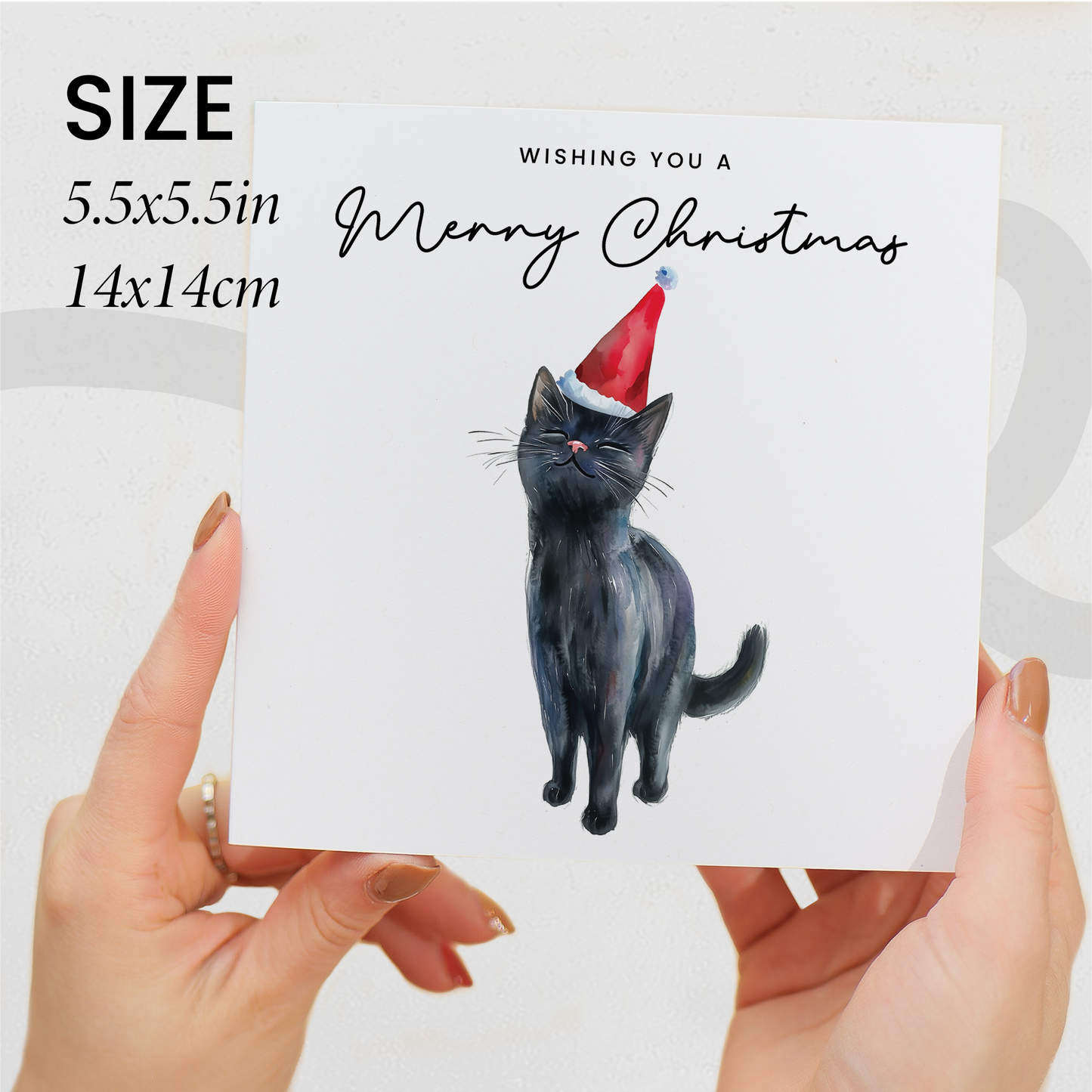 Black Cat Christmas Card – Cute Cat Lover Christmas Card – Eco Friendly “Merry Christmas” Card – Black Kitten Holiday Card