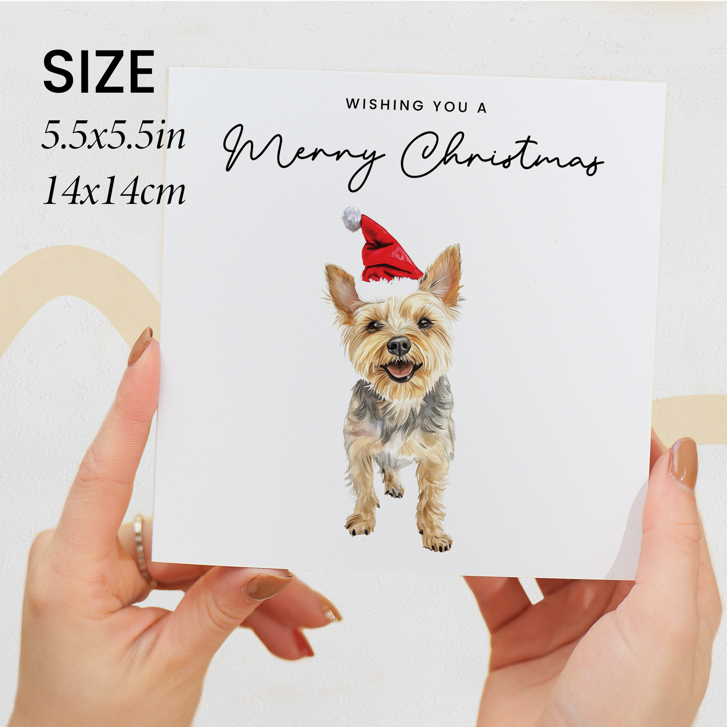 Yorkshire Terrier Dog Christmas Card – Cute Dog Lover Christmas Card – Eco Friendly “Merry Christmas” Card – Yorkshire Terrier Holiday Card