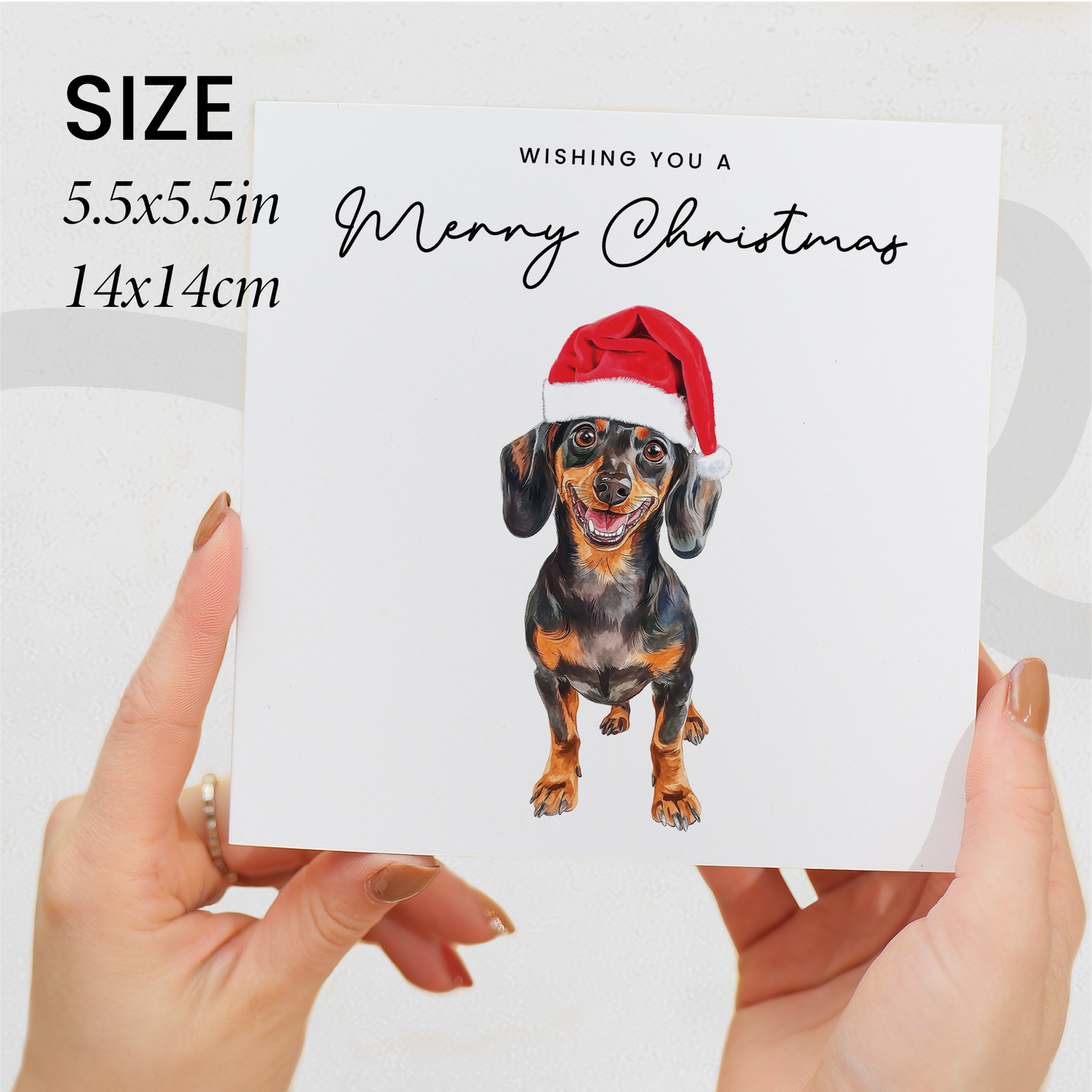 Dachshund Dog Christmas Card – Cute Dog Lover Christmas Card – Eco Friendly “Merry Christmas” Card – Dachshund Holiday Card