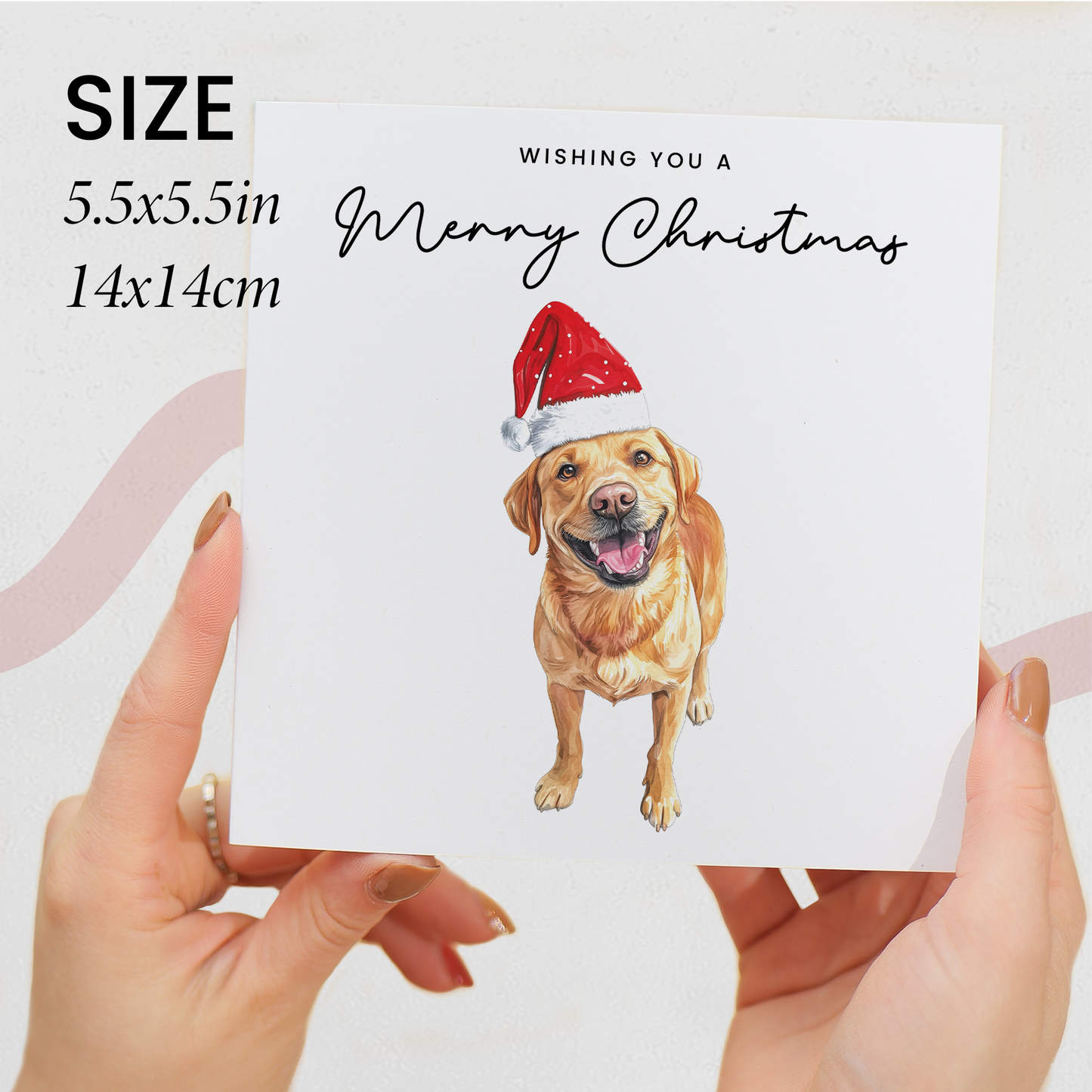 Yellow Labrador Dog Christmas Card – Cute Dog Lover Christmas Card – Eco Friendly “Merry Christmas” Card – Yellow Labrador Holiday Card