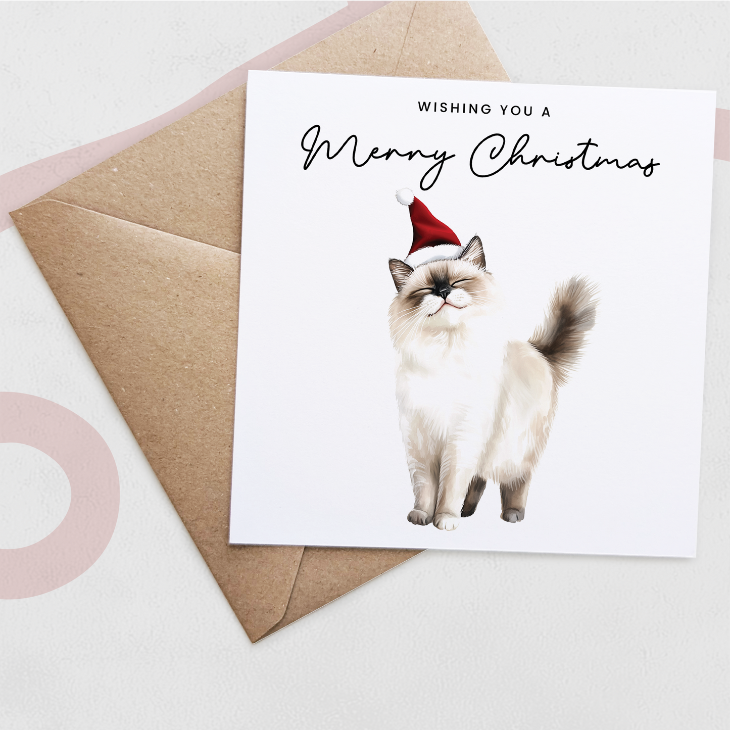 Ragdoll Cat Christmas Card – Cute Cat Lover Christmas Card – Eco Friendly “Merry Christmas” Card – Ragdoll Kitten Holiday Card