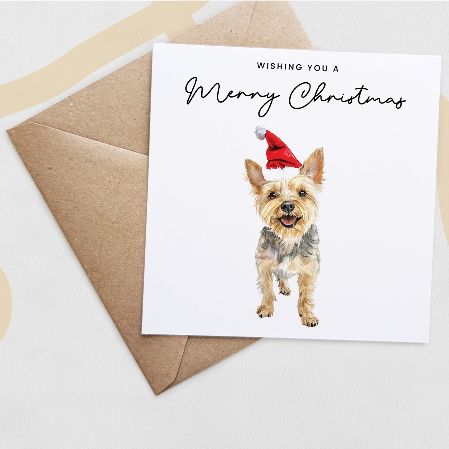 Yorkshire Terrier Dog Christmas Card – Cute Dog Lover Christmas Card – Eco Friendly “Merry Christmas” Card – Yorkshire Terrier Holiday Card